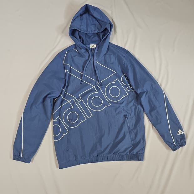 [XL] 아디다스 빅 로고 후드 바람막이 아노락 반집업