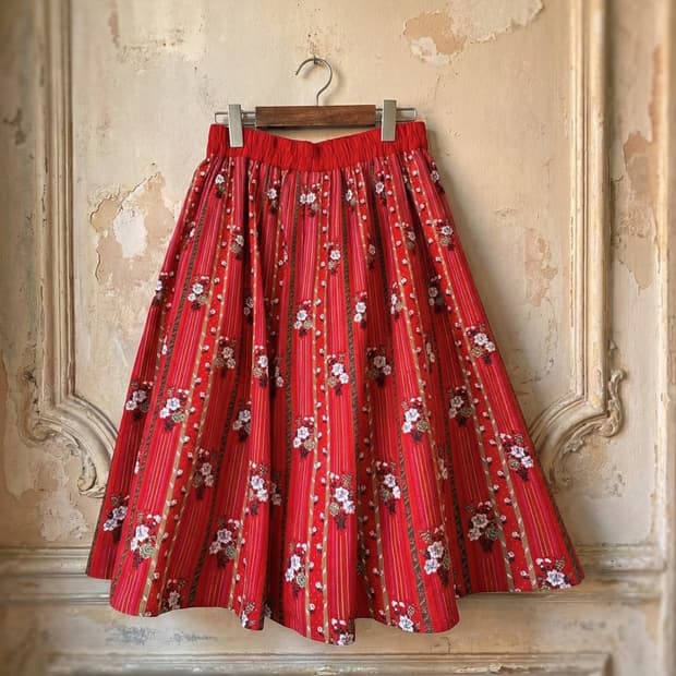 티롤리언 레드 플로럴 스커트