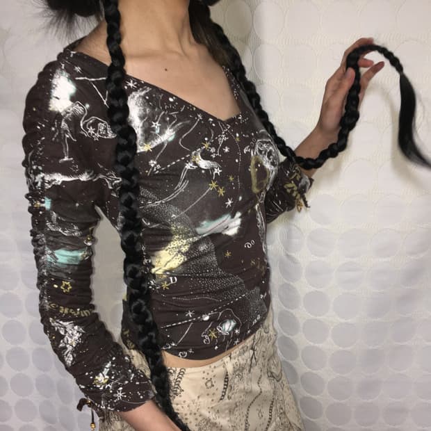 Roberto cavalli Zodiac Print Shirred top