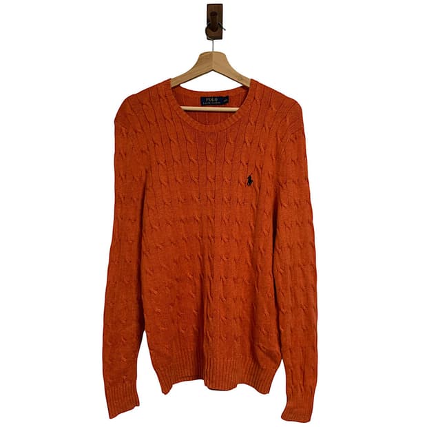 폴로 랄프로렌 실크 오렌지 케이블 니트 S