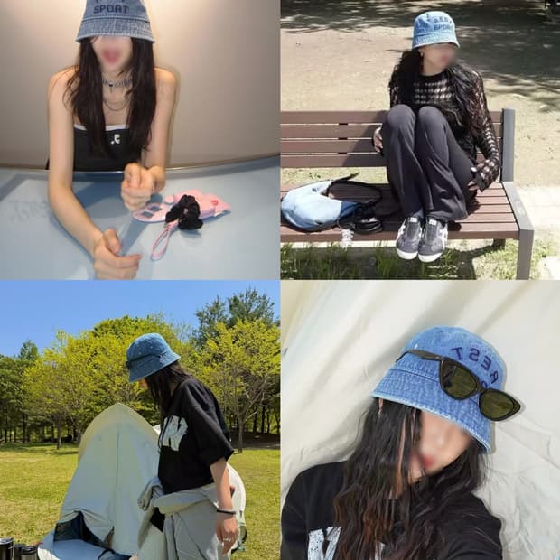 블루 진청 레스트앤레크레이션 벙거지 어부 데님 모자