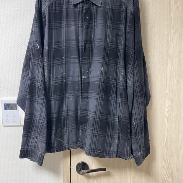 52사이즈 새상품, 준지 26ss 아일랜드 워싱 그레이 체크 코치셔츠