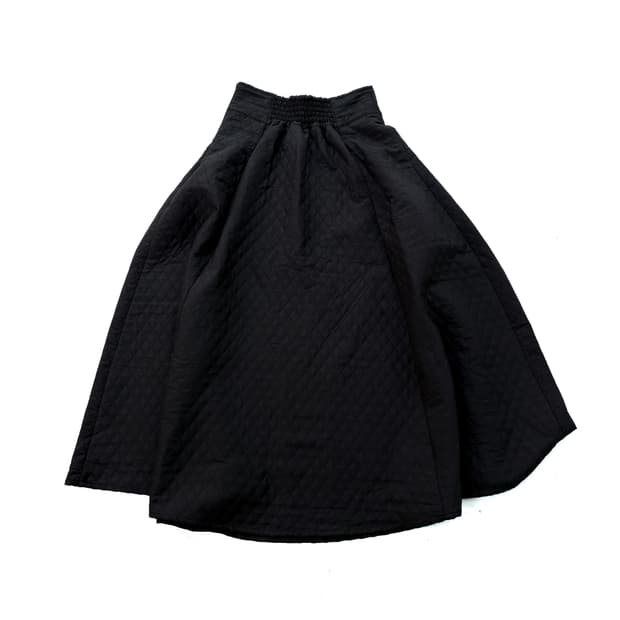 Embossed padded long flare maxi skirt