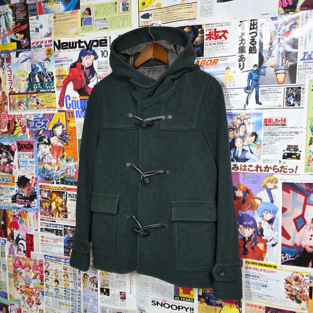 JPN 보이콧 다크 그린 더플 숏 코트
