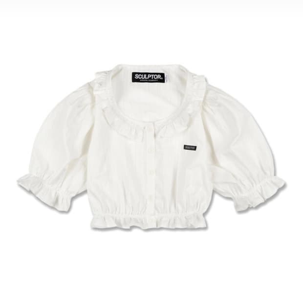 스컬프터 Ruffle Eyelet Crop Blouse 새상품