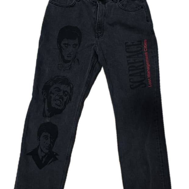 LMC X SCARFACE PRINTED DENIM PANTS black