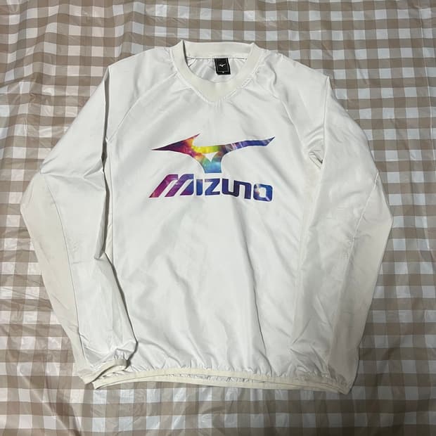 미즈노 레인보우 피스테 화이트 M 트레이닝복 바람막이 츄리닝