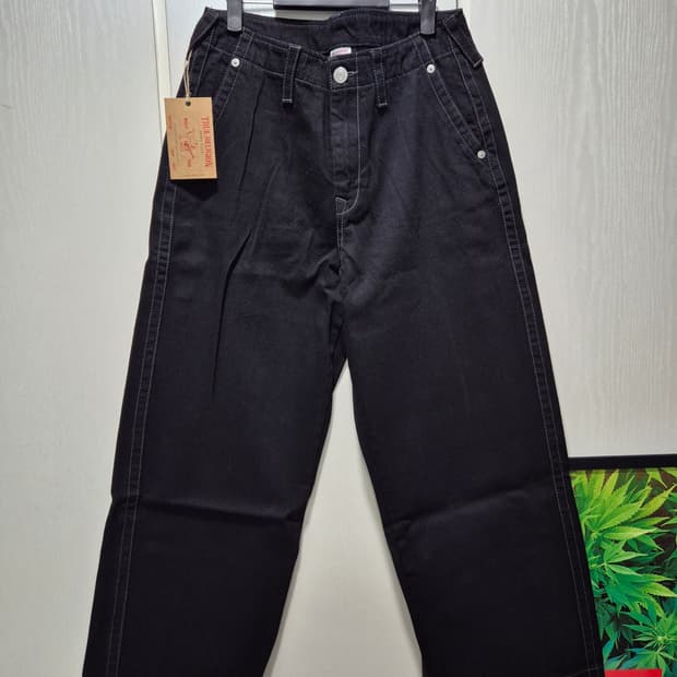 (타임세일)(새상품)트루릴리젼 블랙 와이드 데님 팬츠