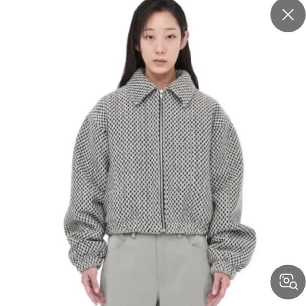 상태최상 마땡킴 트위드 울 봄버패딩 자켓  프리 블랙 마틴 킴