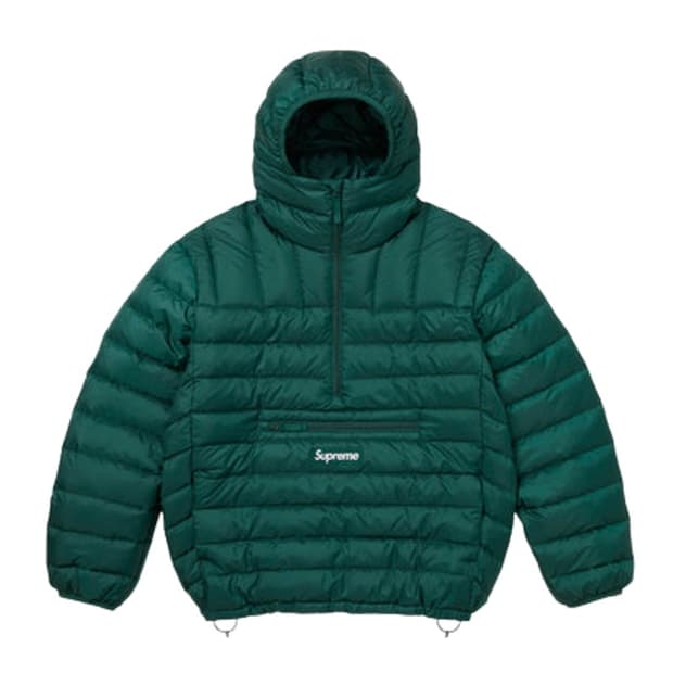 슈프림 마이크로 다운 하프 집 후드 풀오버 다크 그린