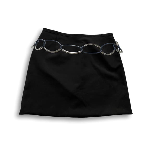 Navy Leather Chain belt