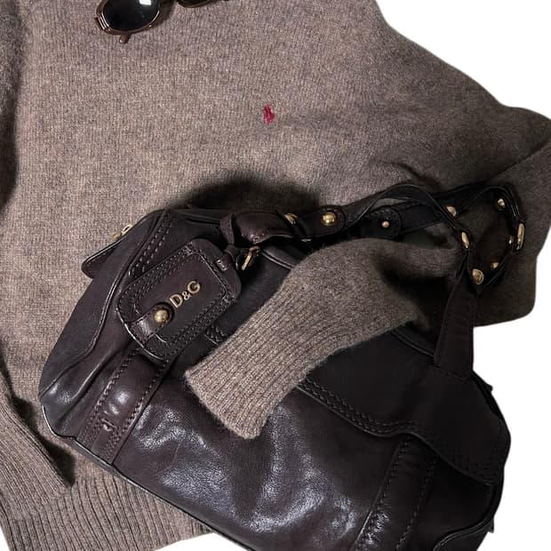 돌체앤가바나 D&G 가죽 토트백 브라운