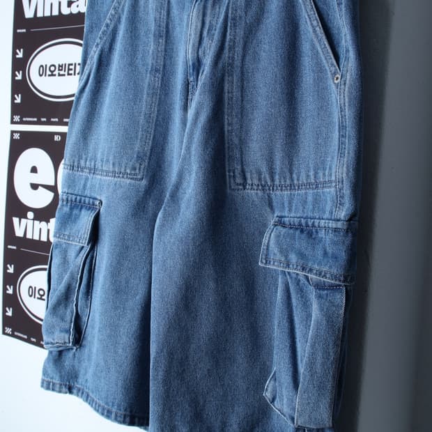 (L-XL) 꼼파뇨 반바지 팬츠 버뮤다 카고 연청 아메카지-P9936