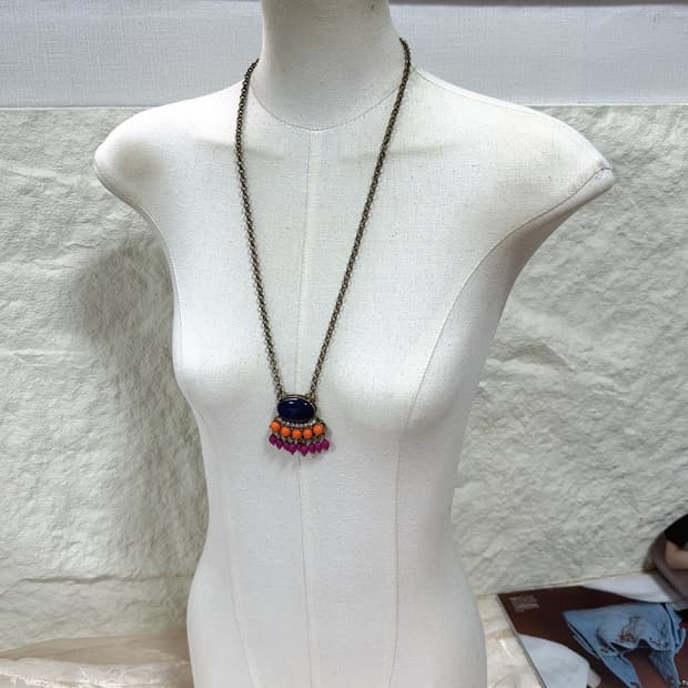 빈티지 미국 항동체인 에스닉 오리엔탈 태슬 목걸이