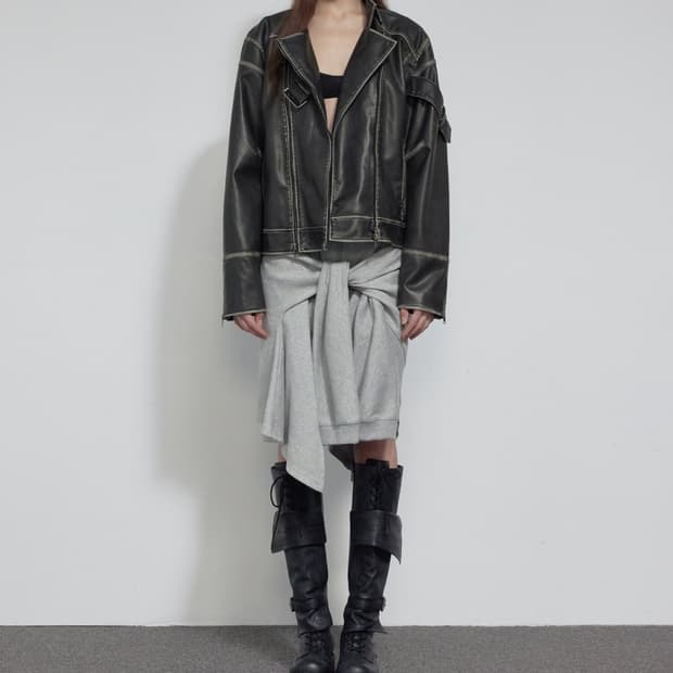 보헴서 보헤미안서울 워시드 모토 레더자켓