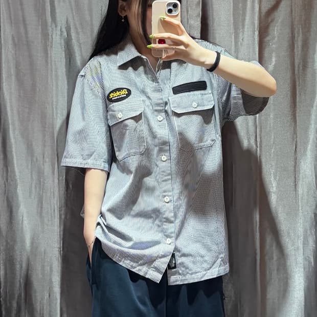 M 디키즈 투포켓 워크웨어 스트라이프 반팔 셔츠