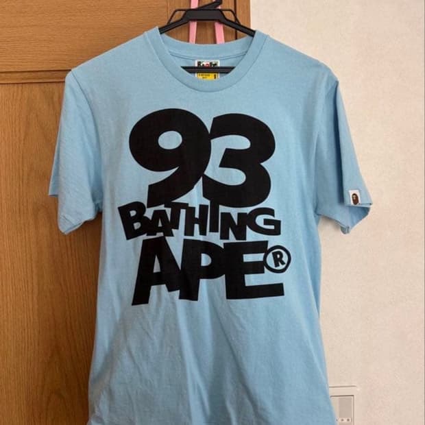 베이프 93 배싱 에이프 로고 티셔츠 사운스 블루