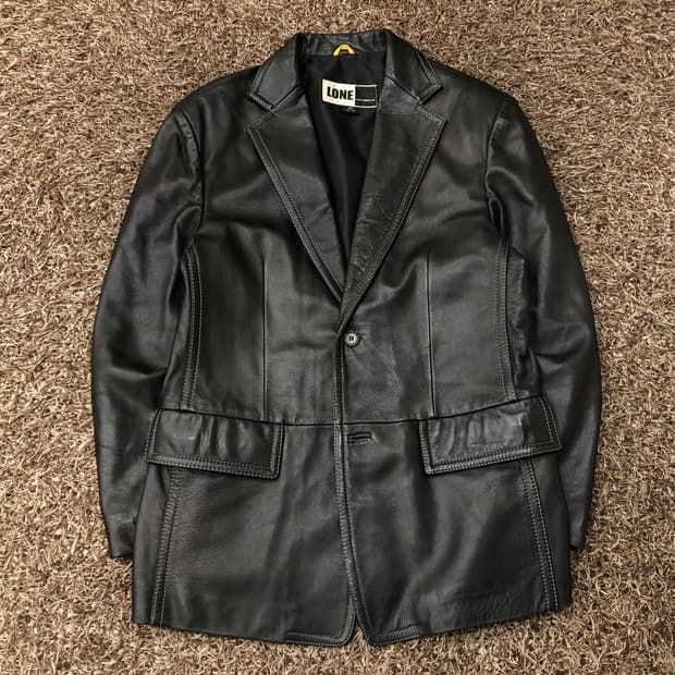 LONE 준지 정욱준 양가죽 스티치 블레이저 레더 가죽 자켓