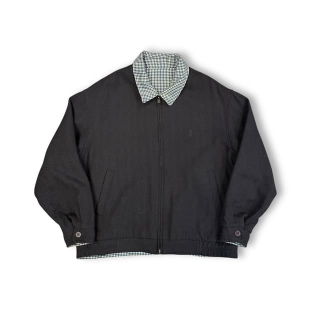 입생로랑 헤링본 블루종 자켓