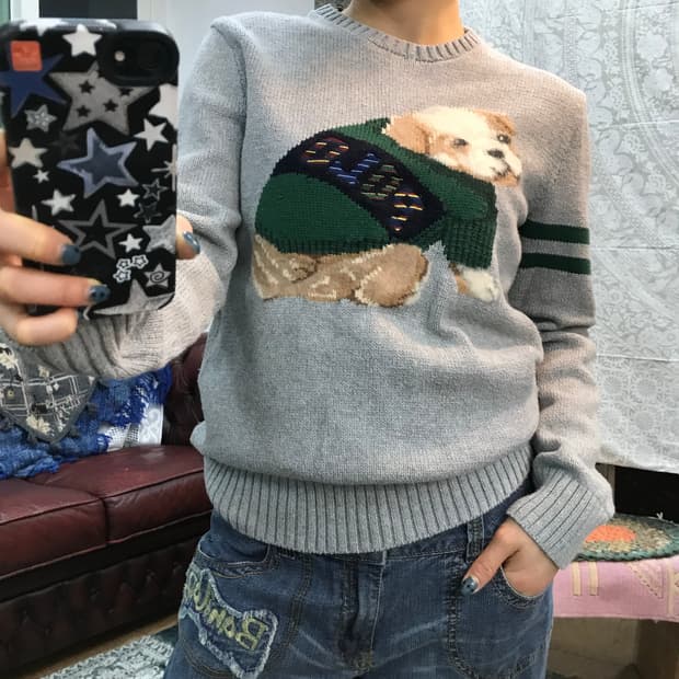 폴로랄프로렌 여성 강아지자수 울 니트 