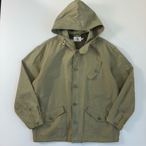 Calvin klein  캘빈클라인 포켓 카키 후드 워크 자켓