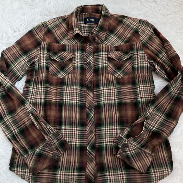 빈티지 펑키 갸루 체크 셔츠 y2k 스트릿 갸루 펑키 일본빈티지699