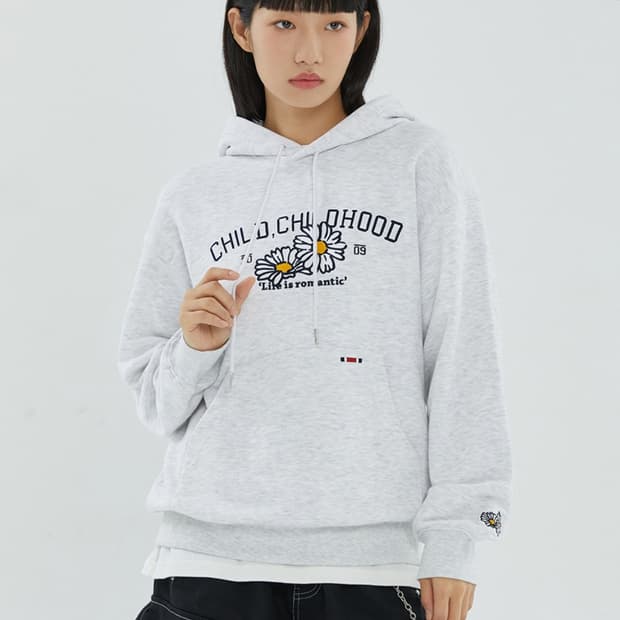 새상품) 로맨틱크라운 샤스타 데이지 후드티 라이트그레이