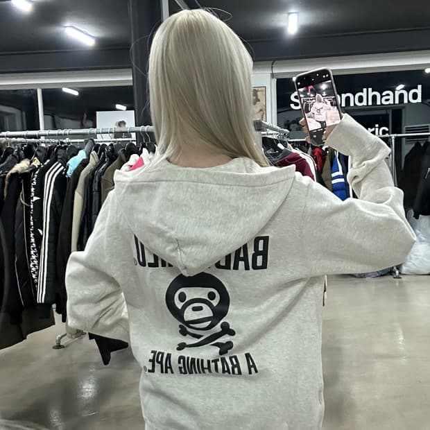 베이프 백프린팅 마일로 해골 후드 집업