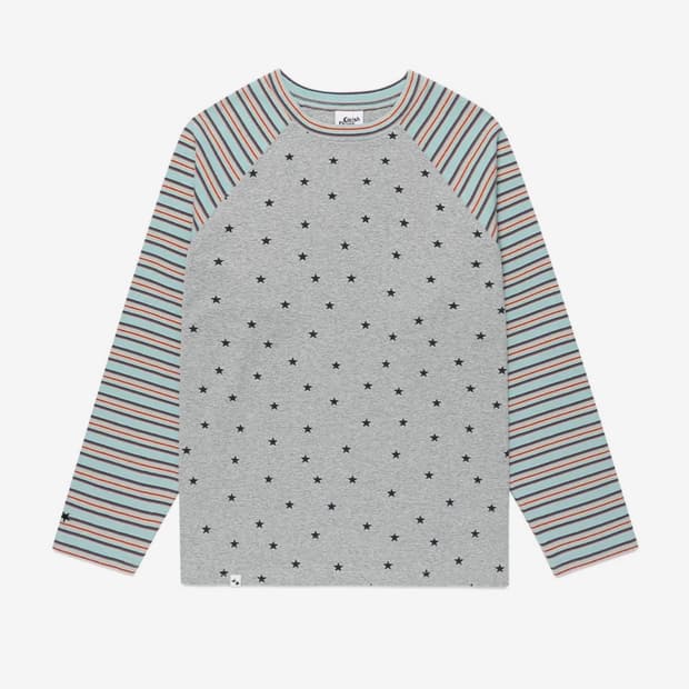 카비시-STRIPED STAR RAGLAN LS TEE GREY S사이즈