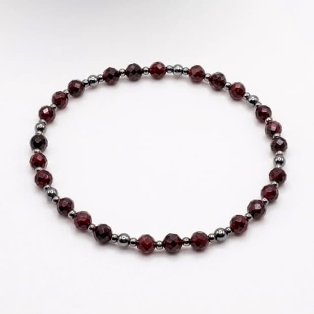 (맞춤) 천연석 커팅 가넷 매듭형 원석팔찌