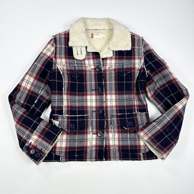 리바이스 여성 클래식 타탄체크 양털 웨스턴 자켓 여성M