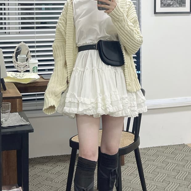 슬리브리스 캉캉 미니 원피스