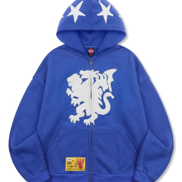 GHD039 키메라 아플리케 후드 집업 (BLUE)