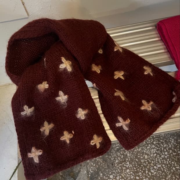 버건디 울니트 머플러 [무배]