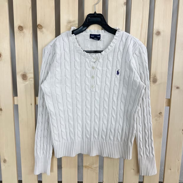 (S) 폴로 랄프로렌 아이보리 케이블 니트 가디건