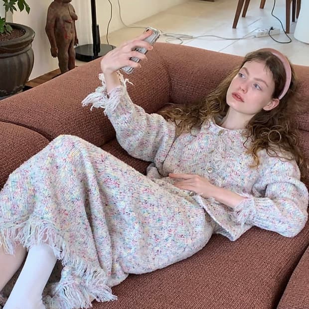 시눈 무스 니트 스커트 (1회착)