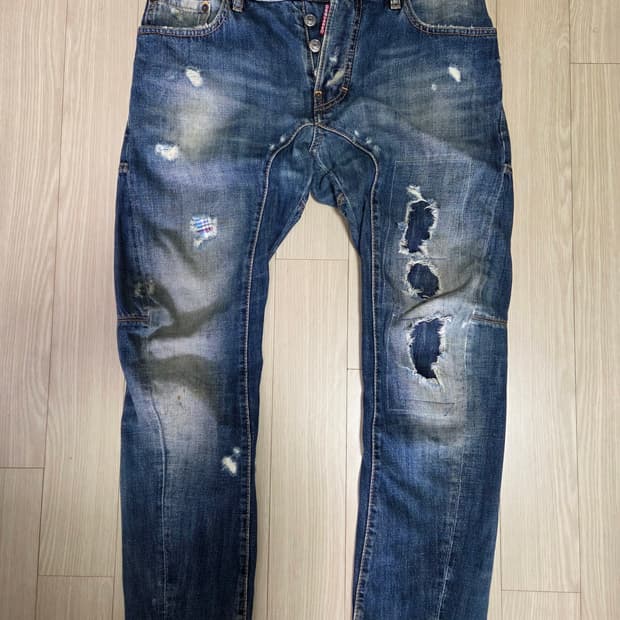 디스퀘어드 디스트로이드 바이커 데님팬츠 