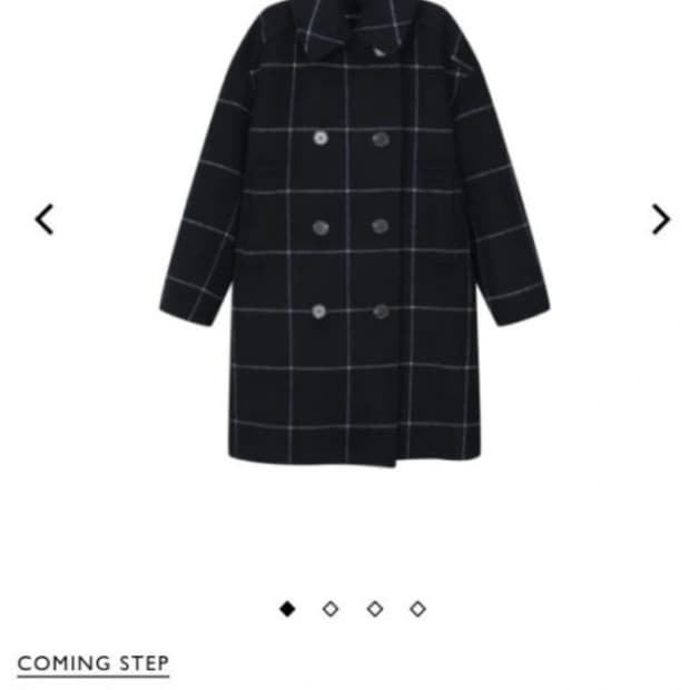 커밍스텝 빅 체크 더블 버튼 코트