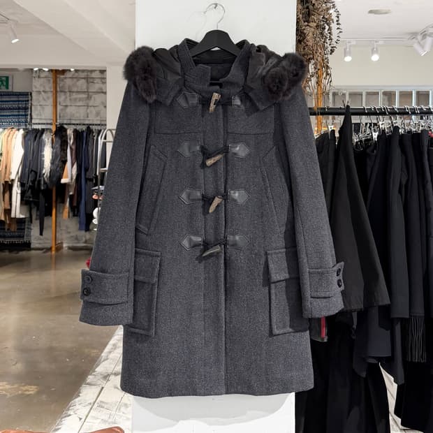 사카이 차콜 포켓 후드 더플 코트