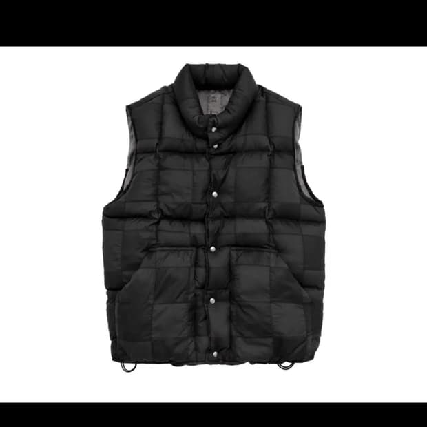 폴리테루 패치드 다운 푸퍼 패딩 베스트 블랙 