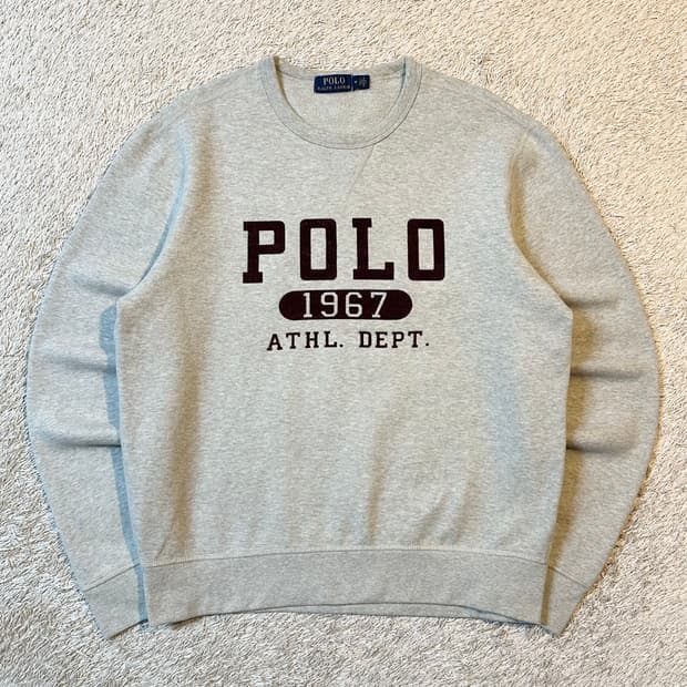 폴로 랄프로렌 신형 스펠아웃 아치로고 맨투맨 그레이