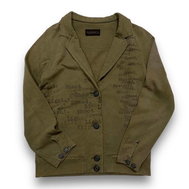 히스테릭 글래머 스펠아웃 레터링 아트 카키 블레이저