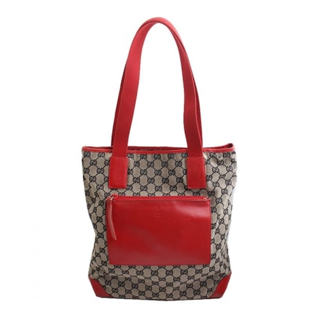 구찌 레드 트림 자카드 숄더백