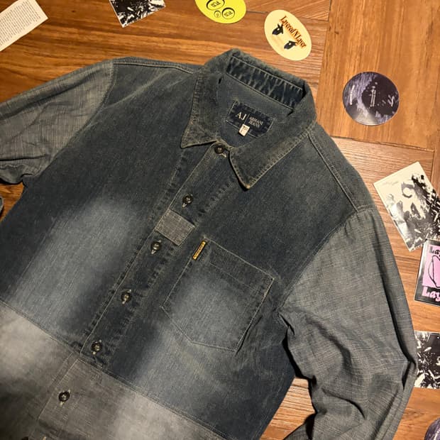 Armani jeans 더블 패널 워크 데님 셔츠