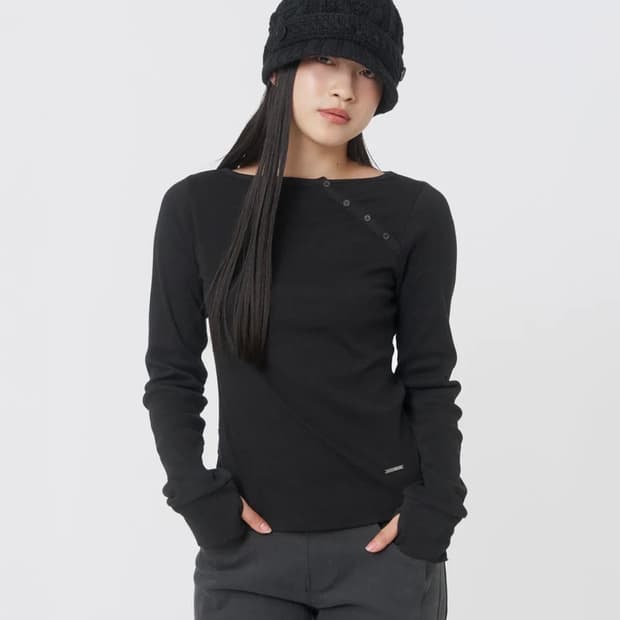 Slash button long sleeves BLACK 
