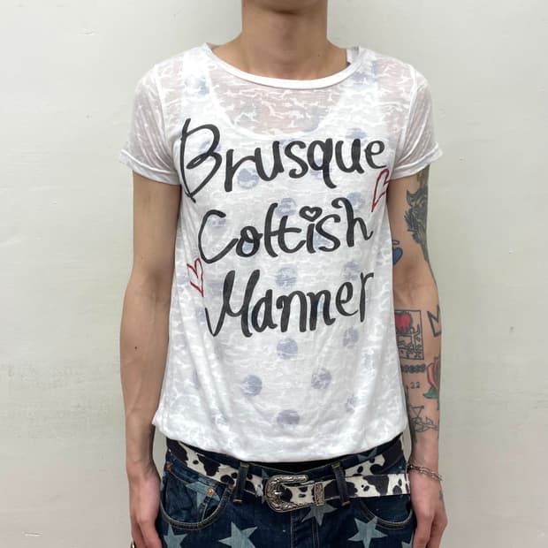 Dot sleeveless layered T-shirt 