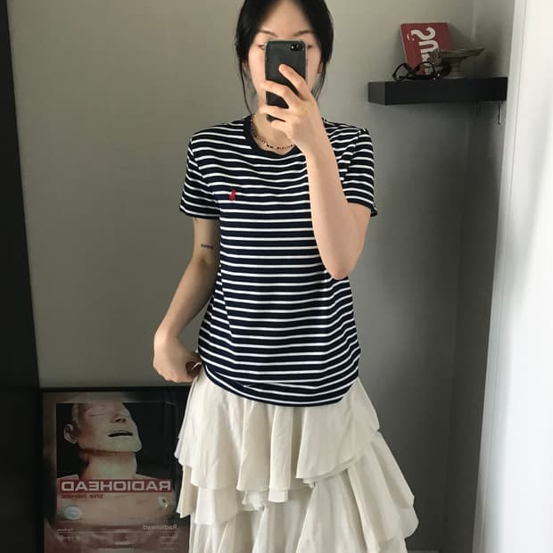 폴로 랄프로렌 포니 로고 QR코드택 스트라이프 반팔