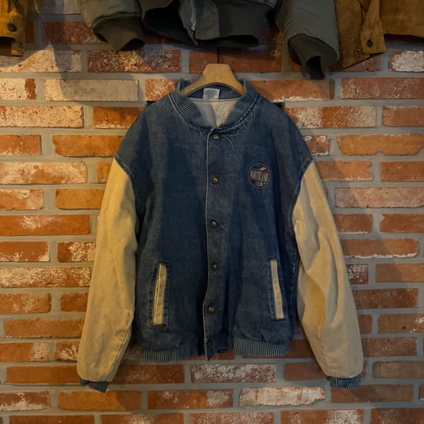 90s USA 빈티지 데님 바시티 자켓