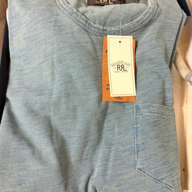 RRL 인디고 워시 블루 반팔 M