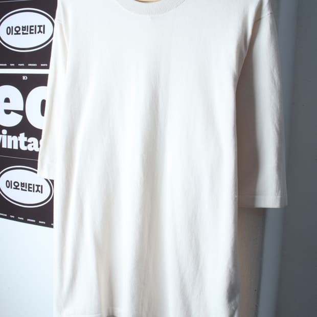 (XL-2XL) 유니클로 반팔 티셔츠 U라인 니트 화이트-H36923